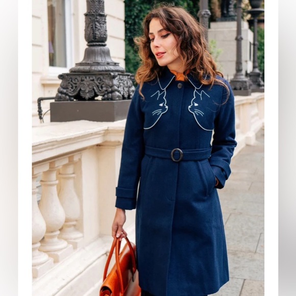 NWT Miss Patina Ailurophile Wool Trench Coat - M - UK SZ10 - Picture 8 of 11